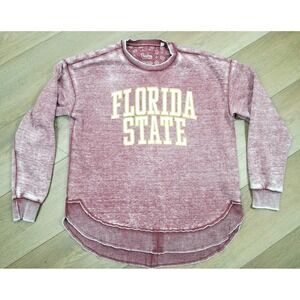 Pressbox Florida State Seminoles Sweatshirt Womens Large Garnet Burnout Raw Hem